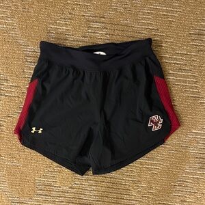 Under Armour Women's Black Shorts with Red Panels and BC Logo